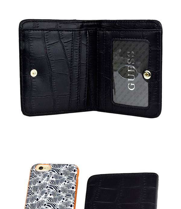 GUESS 盖尔斯 鳄鱼皮纹 金属LOGO 短款折叠