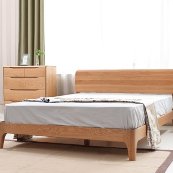 visawood 维莎原木 w0430-1 白橡木插座实木床