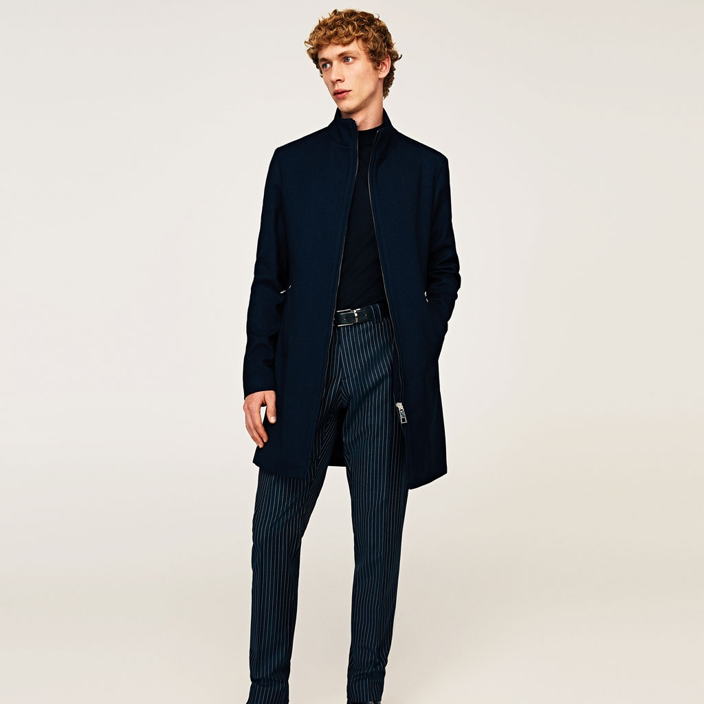 zara 00706410401 男士基本款立领大衣